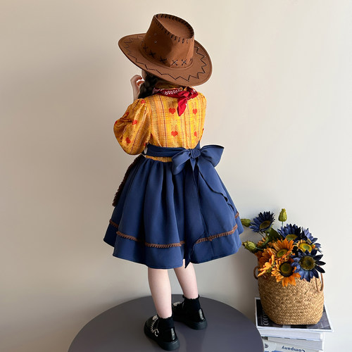 胡迪套装裙表演服秋季女孩连衣裙玩具总动员演出服万圣节cos服童