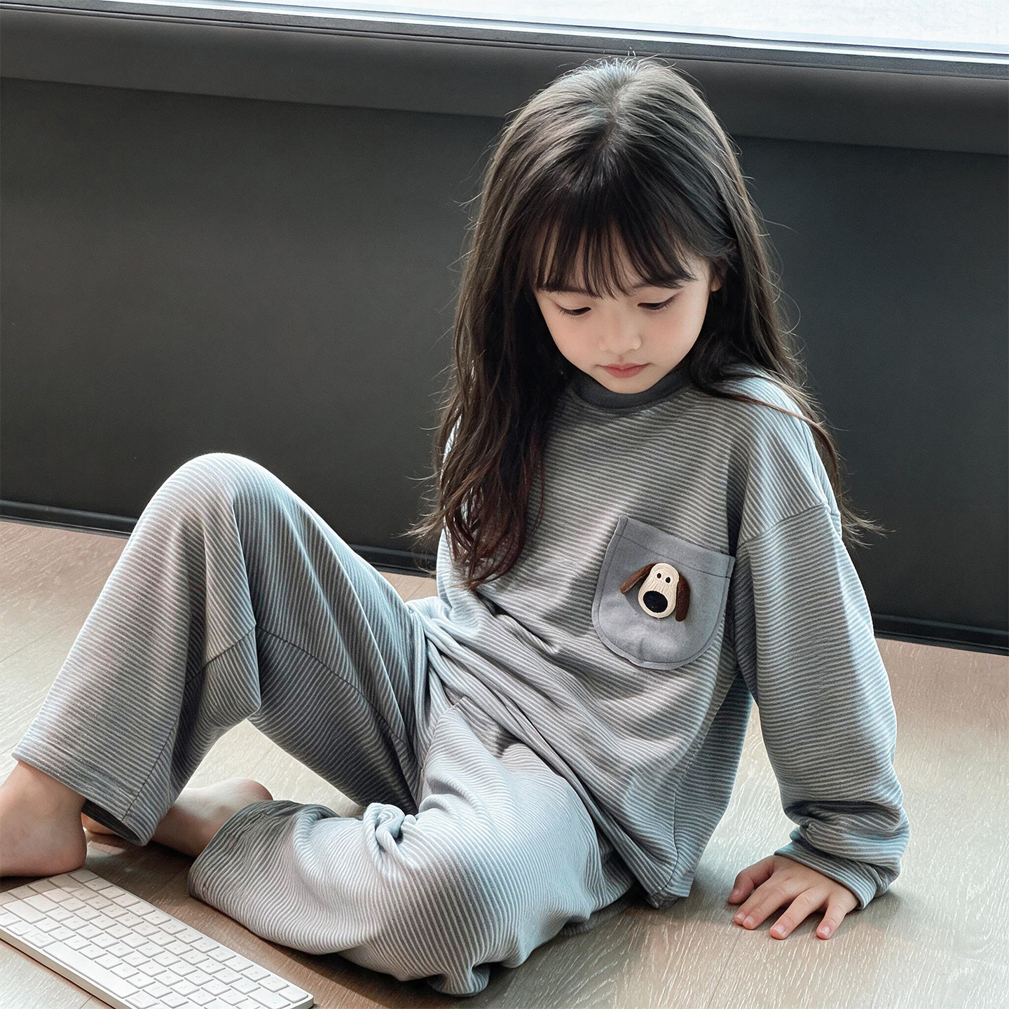 2026新款女童睡衣套装春秋季女孩纯棉长袖儿童家居服两件套童装潮