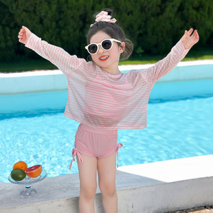 女童夏季条纹防晒衣套装儿童速干衣外套两件套女孩休闲童装衣服