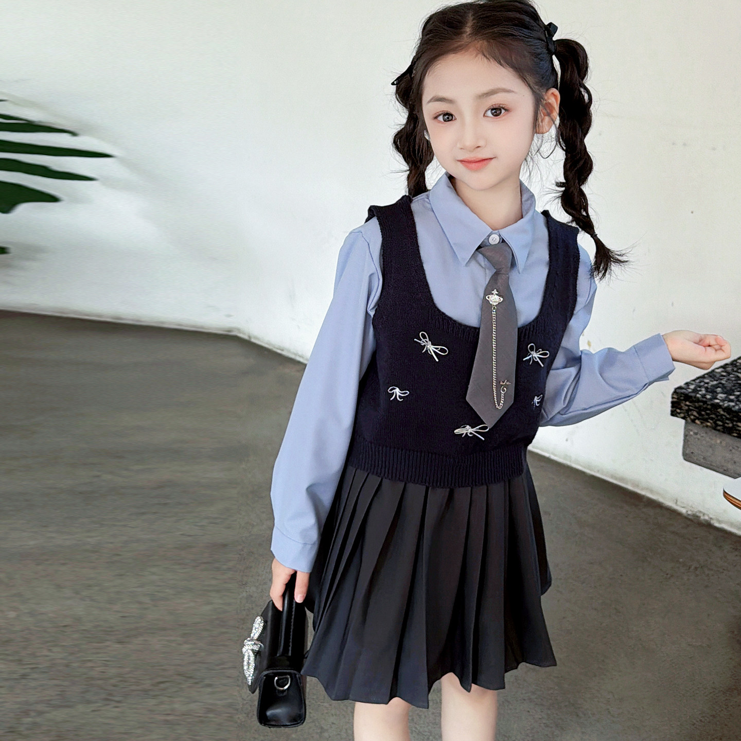 女童园服校服学院风演出服春秋儿童jk衬衫吊带马甲衬衫裙子三件套,童装/婴儿装/亲子装,儿童演出服,淘宝优惠券,粉丝福利购,淘宝优惠卷