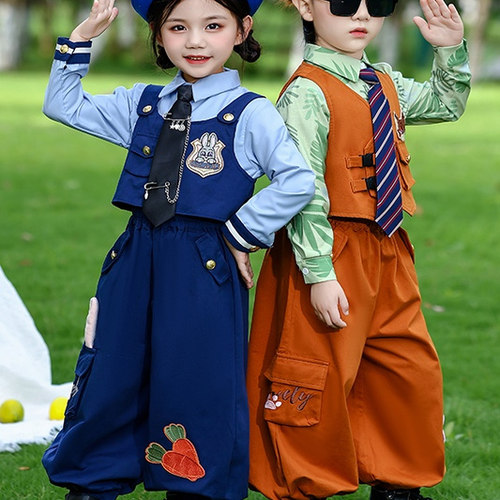 男女童套装疯狂动物城尼克狐狸演出服秋季兔子警官儿童cos服装