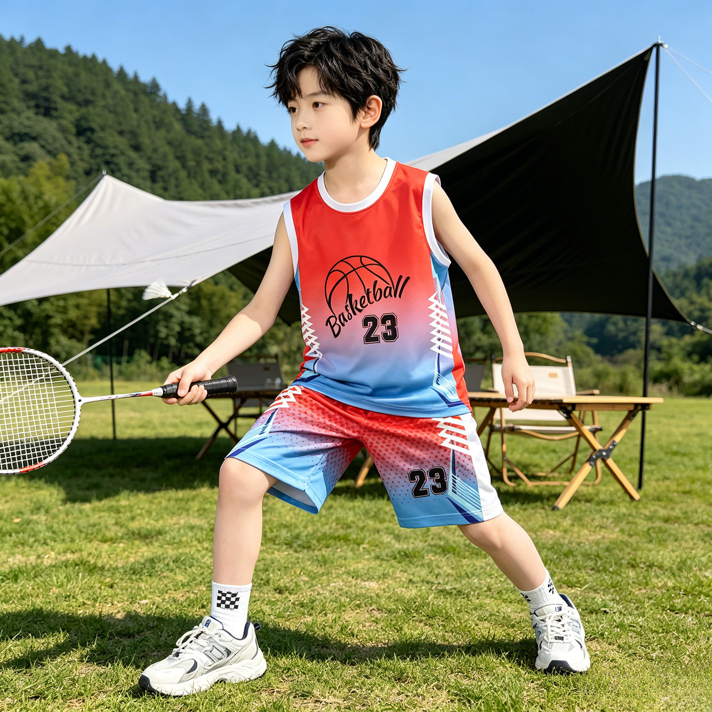 男童夏装无袖套装2026年新款中大童运动速干夏款球服儿童夏季24号