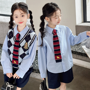 男女童园服校服学院风演出服春秋儿童jk马甲衬衫中裤三件套班服