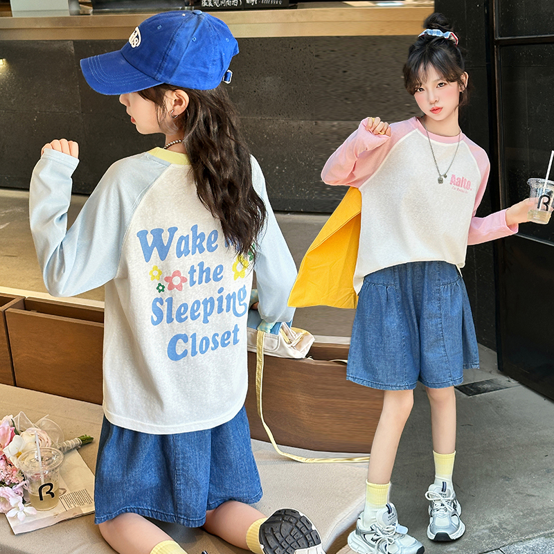 女童防晒衣套装夏季新款儿童韩版女孩休闲牛仔短裤两件套童装衣服