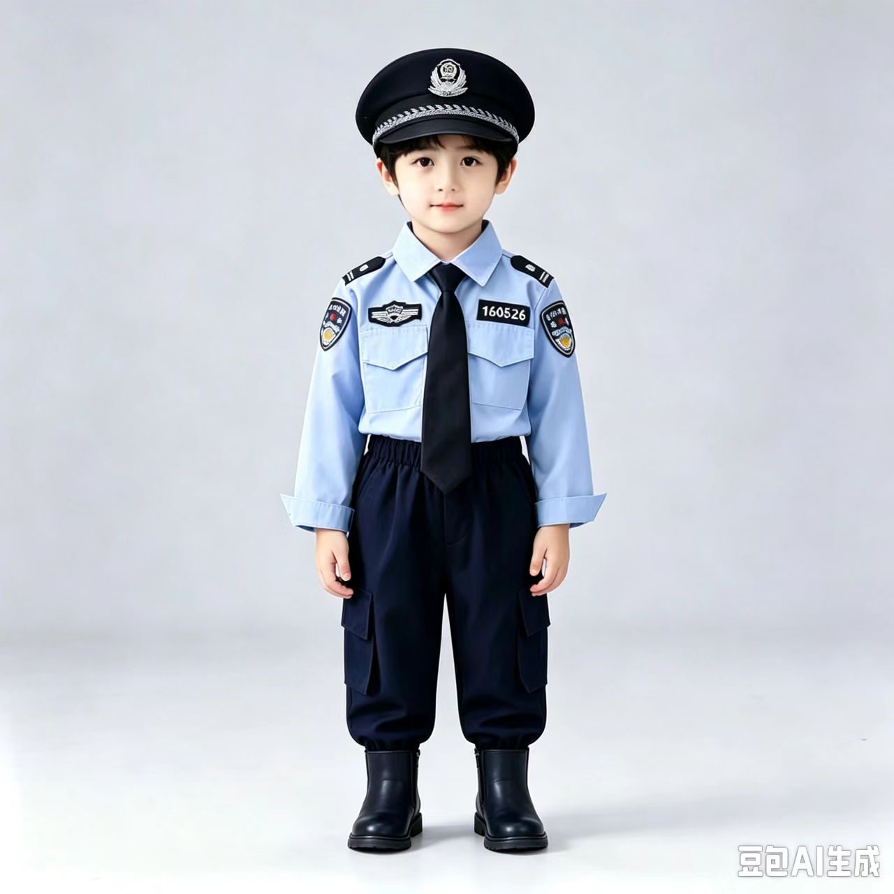 儿童纯棉套装男女童长袖交警制服小男孩警服演出服警官服装cos秋