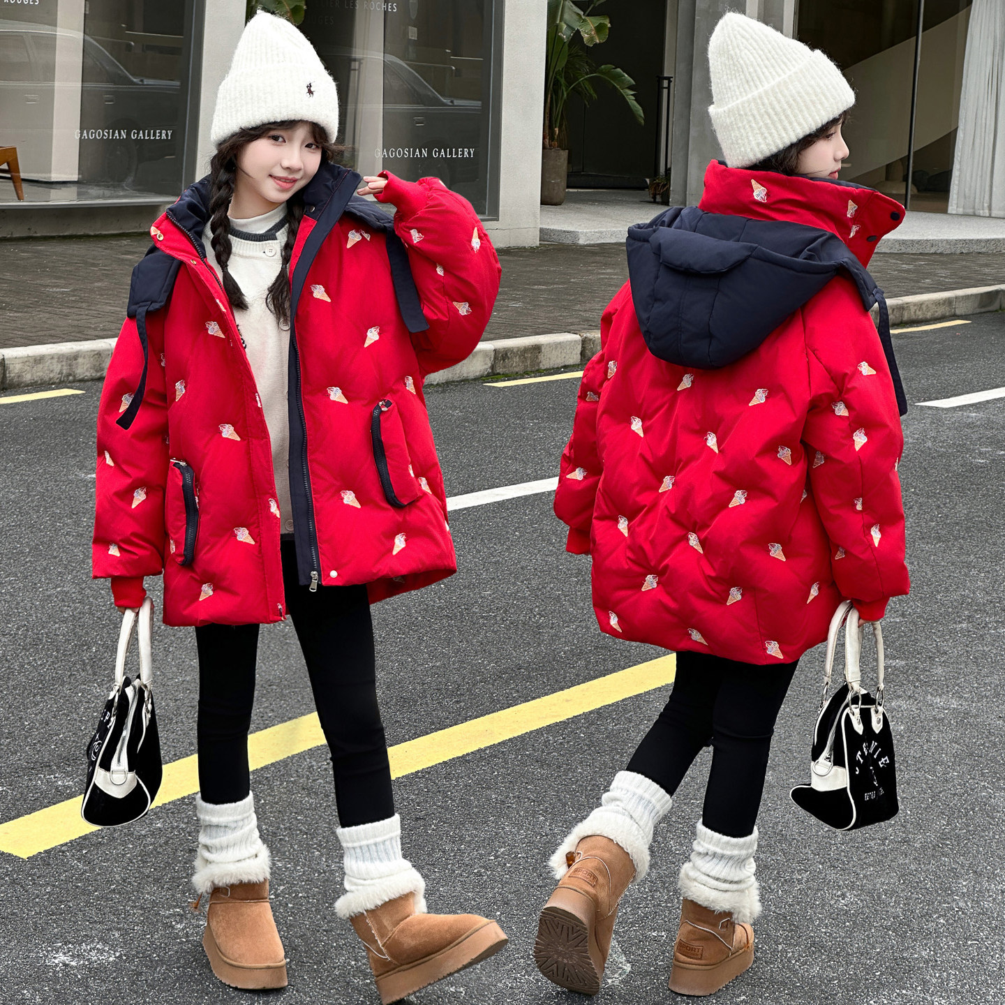 女童棉服冬季新款儿童加厚保暖棉袄洋气中大童女孩韩版加绒棉衣潮