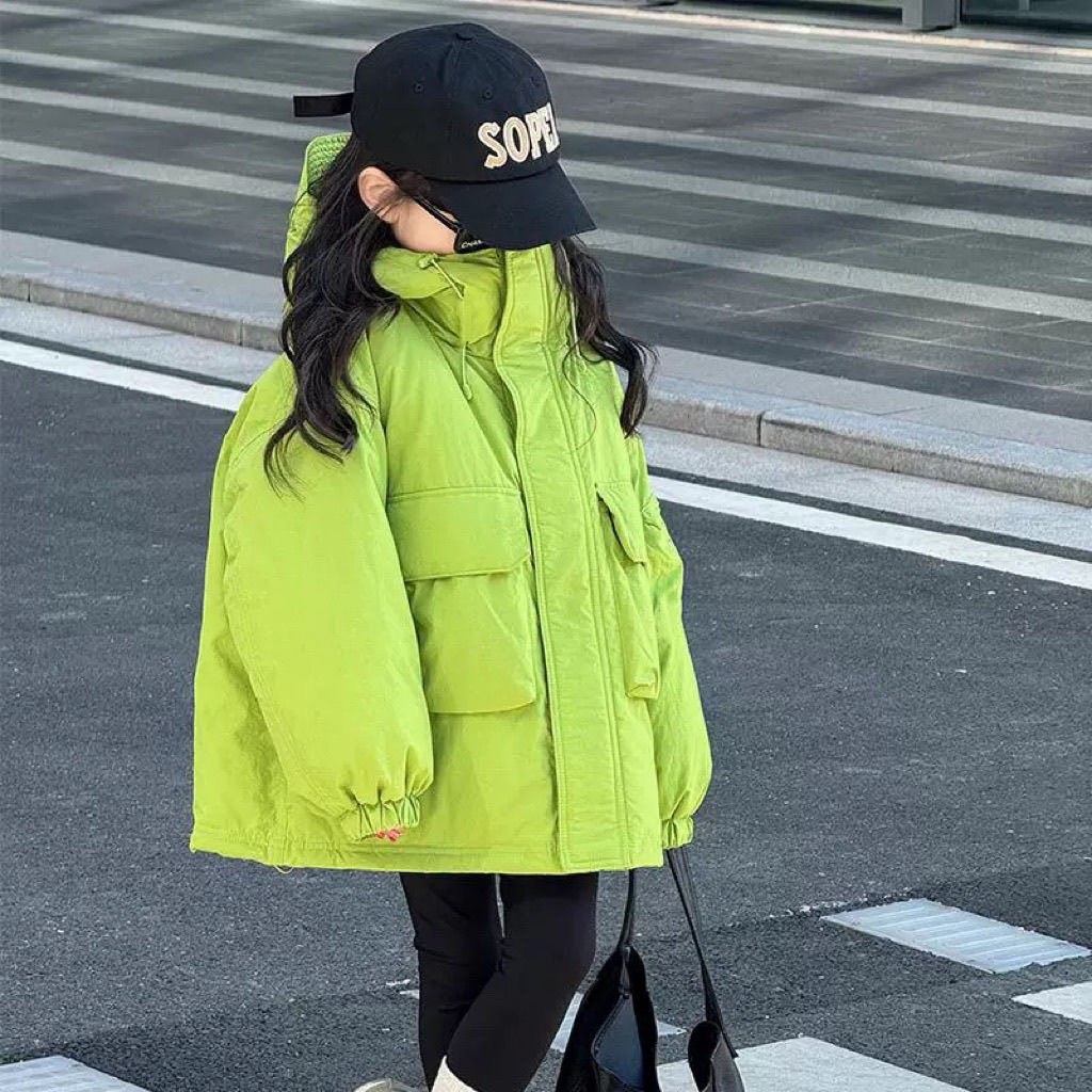 女童夹棉外套冬季新款儿童假两件棉服加厚上衣女大童棉衣女孩棉袄