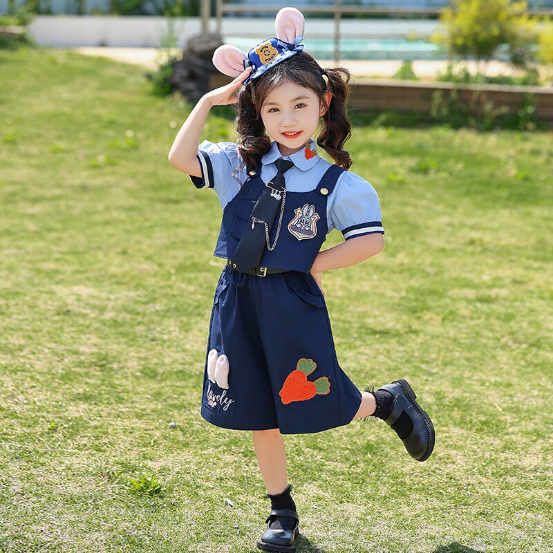男童套装疯狂动物城尼克狐狸演出服夏季女童兔子警官儿童cos服装