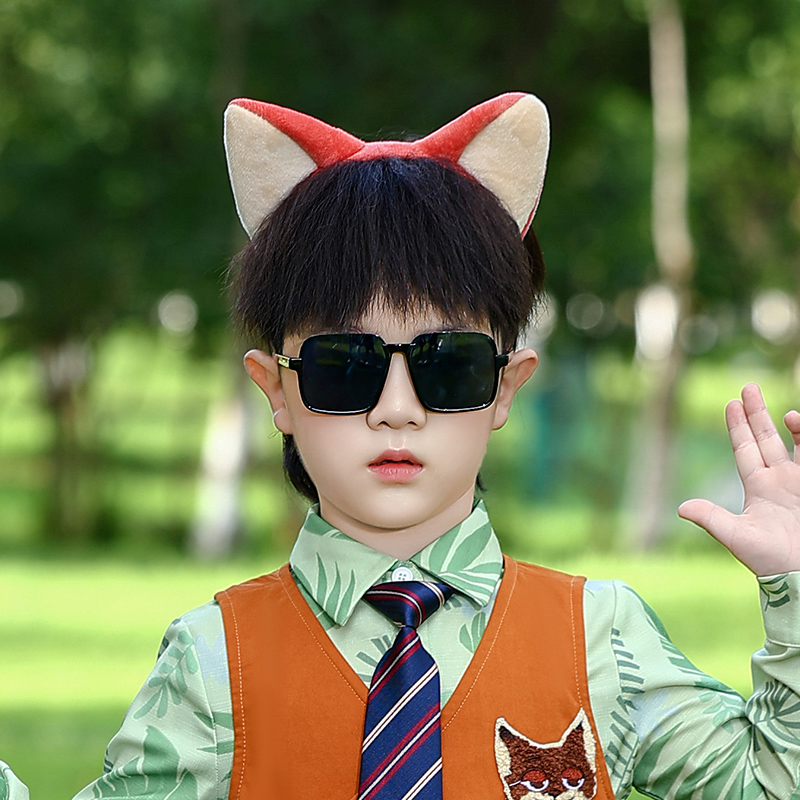 男女童疯狂动物城尼克狐狸演出配饰兔子警官儿童cos发箍帽子尾巴