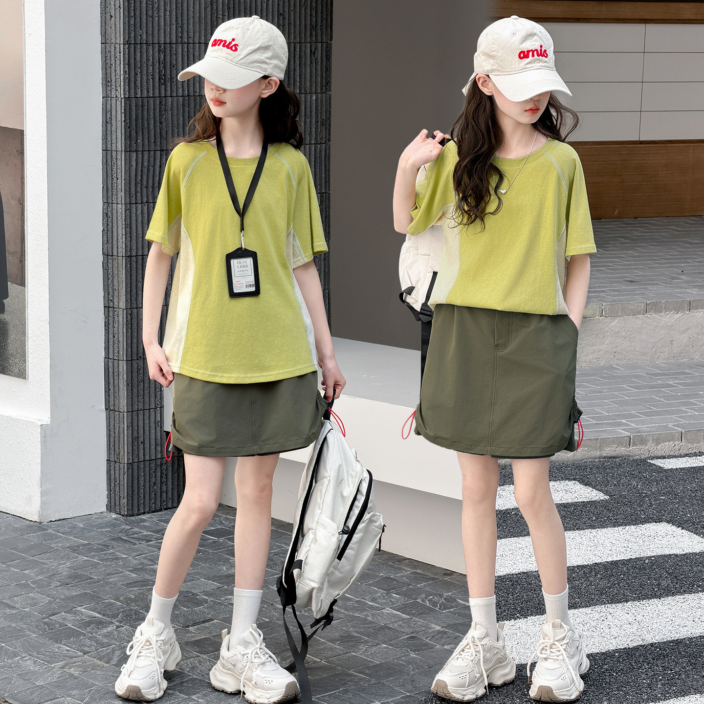 女童短袖短裤夏季新款女孩休闲热裤两件套中大童韩系T恤套装童装