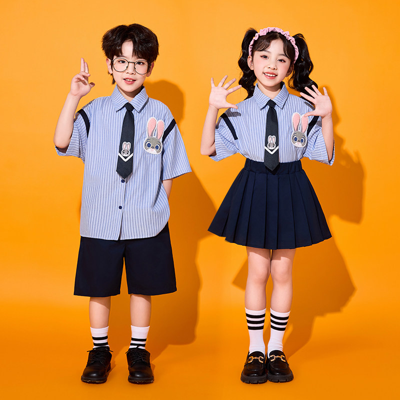 小学生校服班服幼儿园园服六一儿童节表演服夏季学院风衬衫套装潮