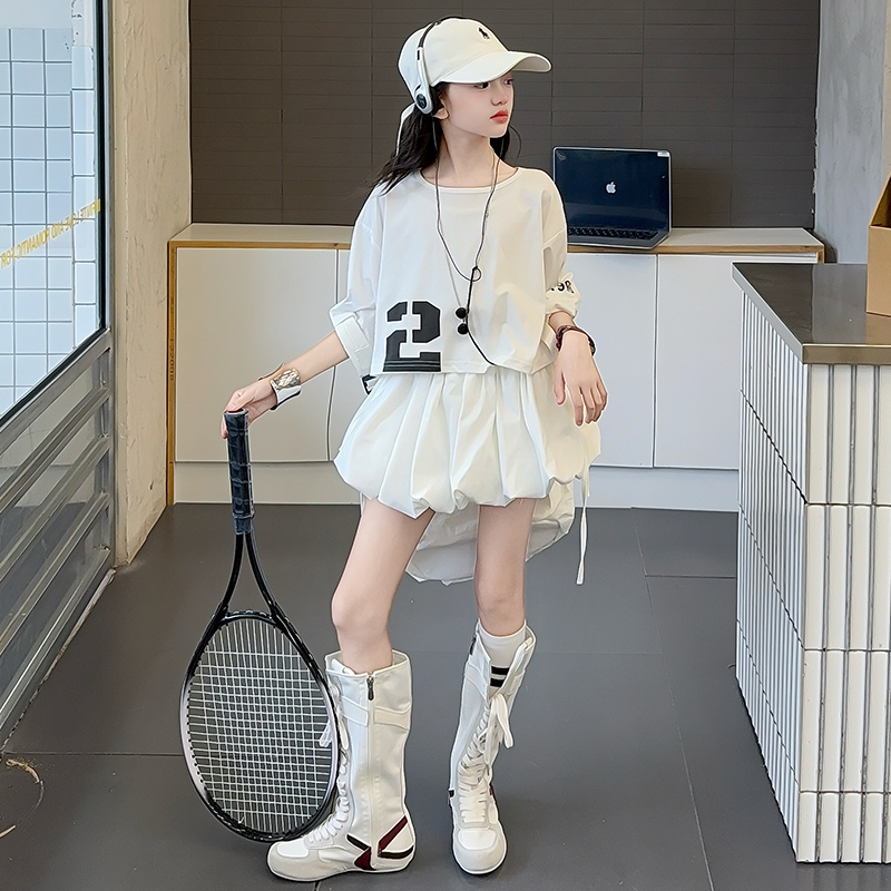 女童泡泡裙套装夏季韩版女孩两件套中大儿童休闲童装衣服夏装