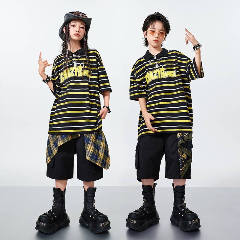 儿童街舞演出服舞蹈男童hiphop套装少儿嘻哈服装女童爵士舞表演服