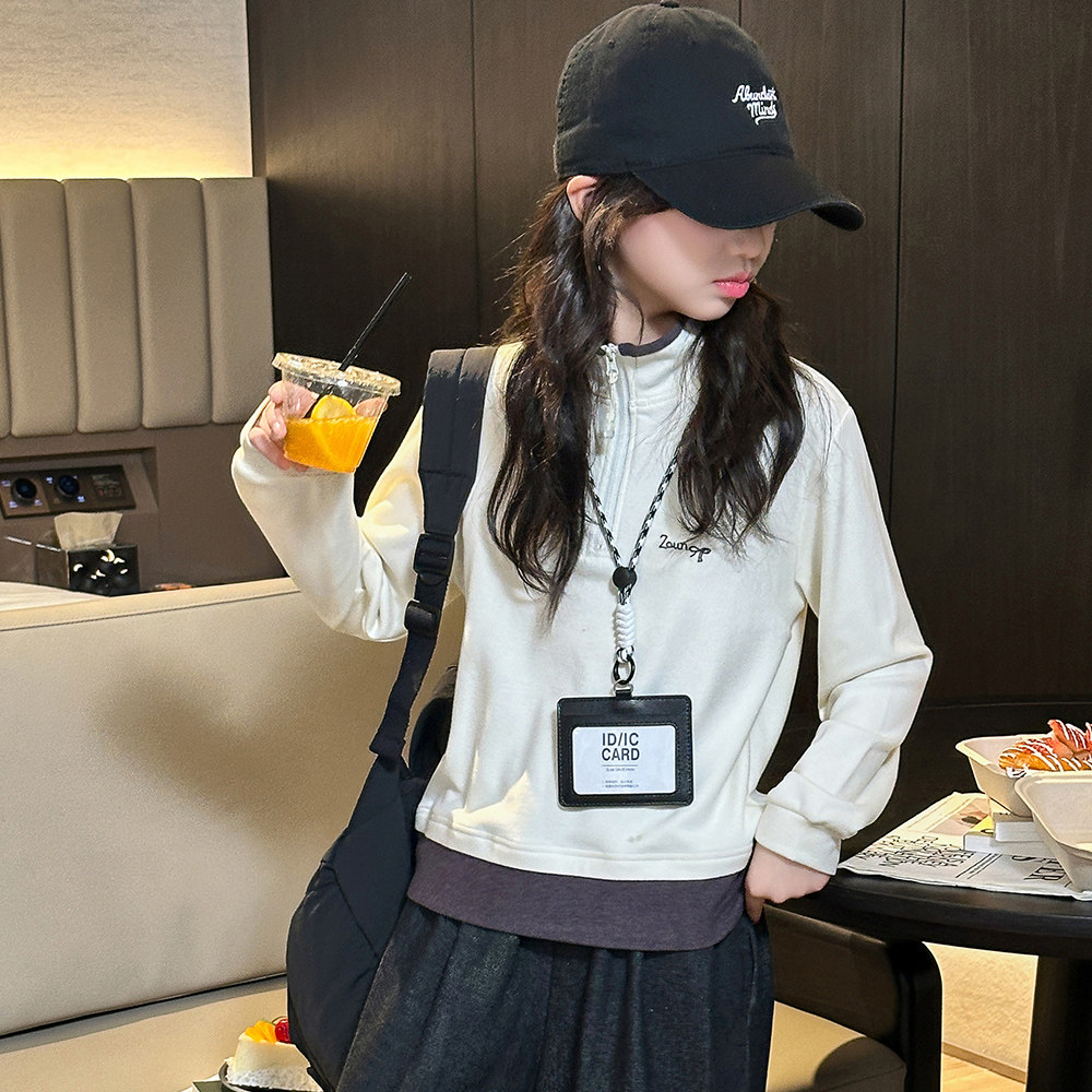 女童加绒卫衣冬季2025新款中大童绒衫女孩德绒加厚打底衣童装衣服