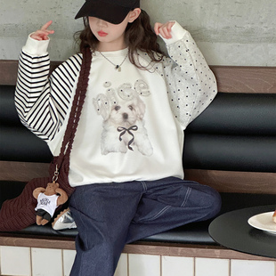 女童加绒卫衣冬季新款中大童绒衫女孩加厚裤子加厚打底衣套装衣服