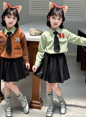 男女童套装疯狂动物城尼克狐狸演出服秋季兔子警官儿童cos服装