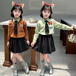 男女童套装疯狂动物城尼克狐狸演出服秋季兔子警官儿童cos服装