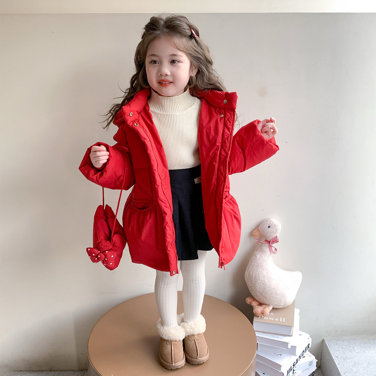 女童羽绒服冬季新款儿童50白鸭绒黑色棉衣女孩加厚保暖外套冬装