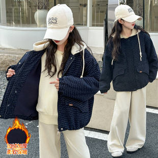 女童碎花加厚外套冬季新款儿童加绒棉袄中大童棉服休闲棉衣保暖