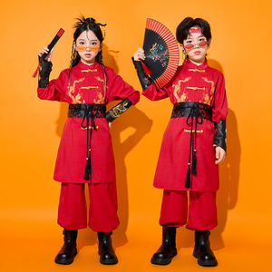 儿童中国风服装元旦演出服合唱服汉服表演古装女童爵士舞街舞潮服