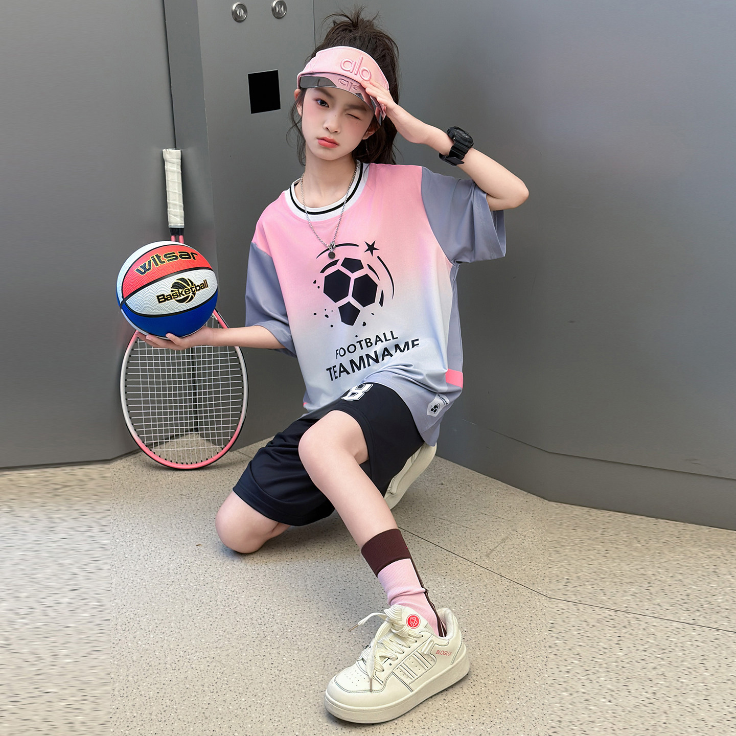 儿童速干篮球服套装夏季小学生训练服女童运动球衣两件套童装衣服