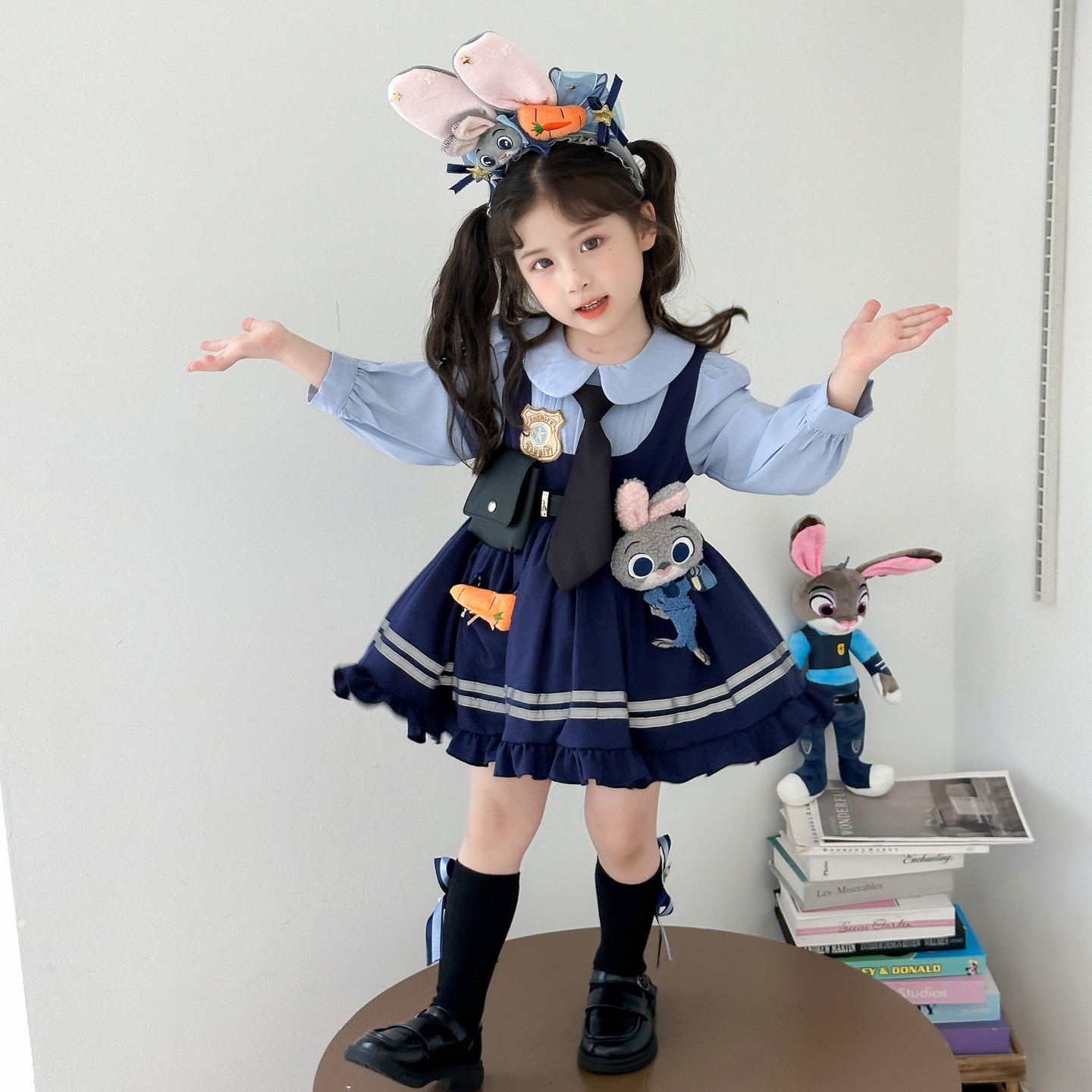 女童疯狂动物城朱迪连衣裙演出服春秋女童兔子警官cos服装尼克裙