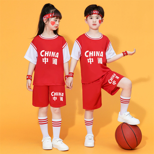 儿童篮球服套装夏季小学生训练服男女童运动球衣幼儿园六一表演服