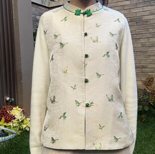 李德喜冰裂蝴蝶马甲 内衬22姆米6A桑蚕丝 名家宋锦带钢印