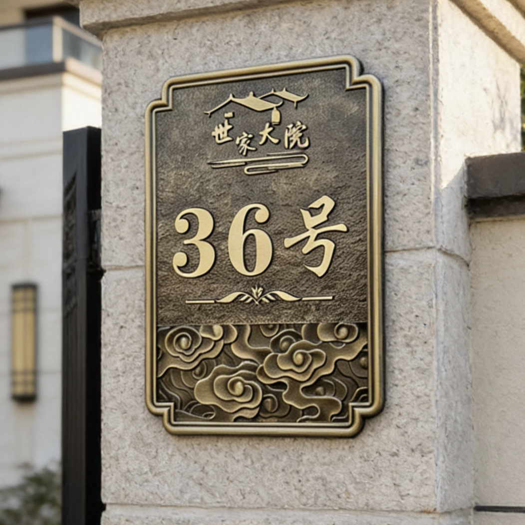 亚克力仿古门牌别墅会所小区公寓门牌号楼层楼栋铝合金门牌定制做