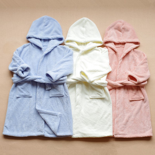 儿童吸水速干七分浴袍连帽大浴巾