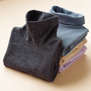 儿童保暖内衣上衣中大男童蚕丝羊毛高领秋衣青少年女孩加厚打底衫