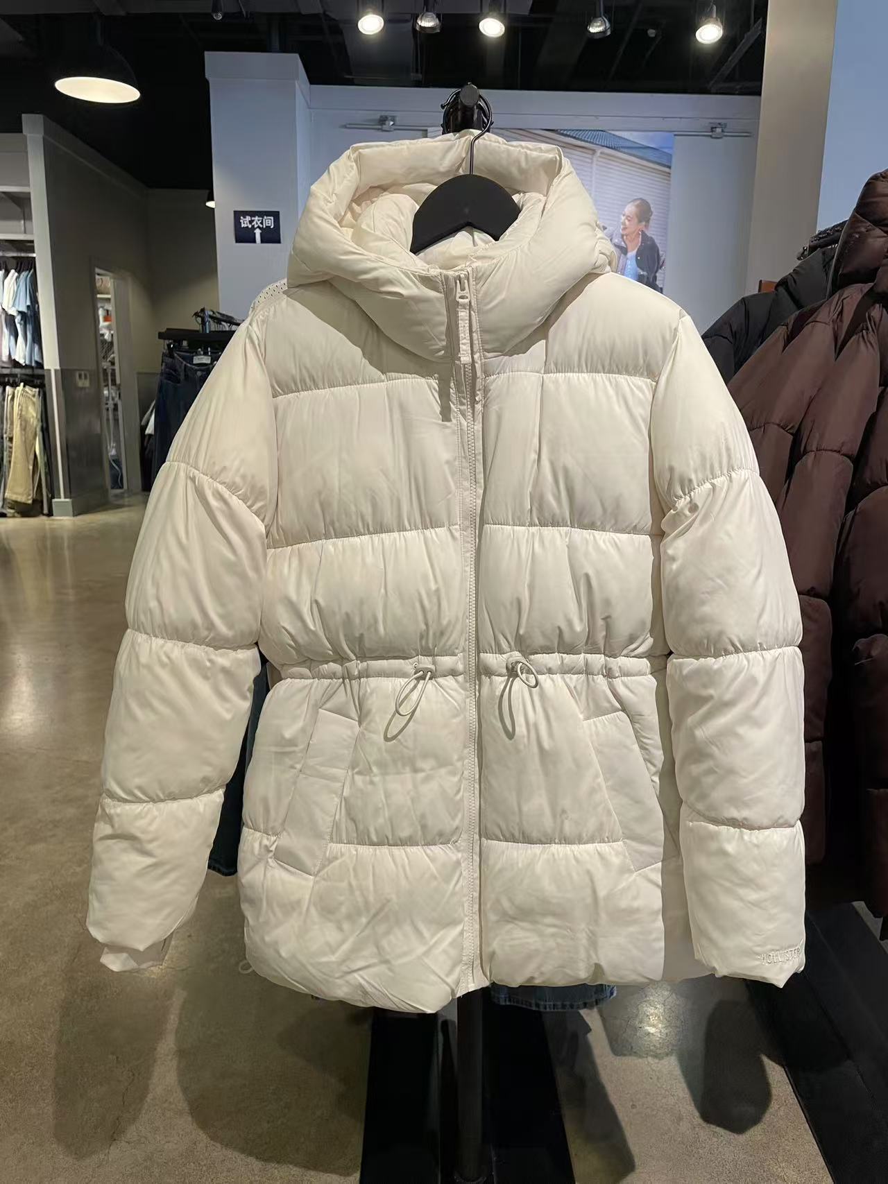 Hollister小海鸥2025半长款棉服
