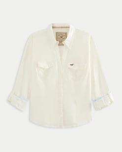 Hollister海鸥千禧系列经典红标长袖衬衣不支持退换