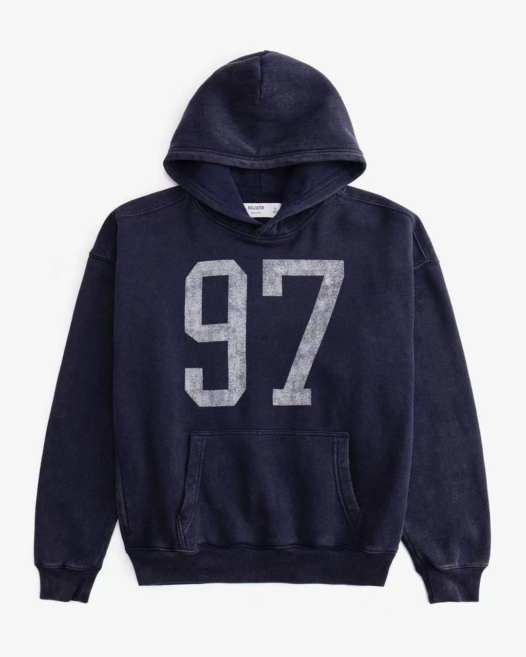 Hollister 2025男女同款爆款 97 号薄绒做旧卫衣不支持退货