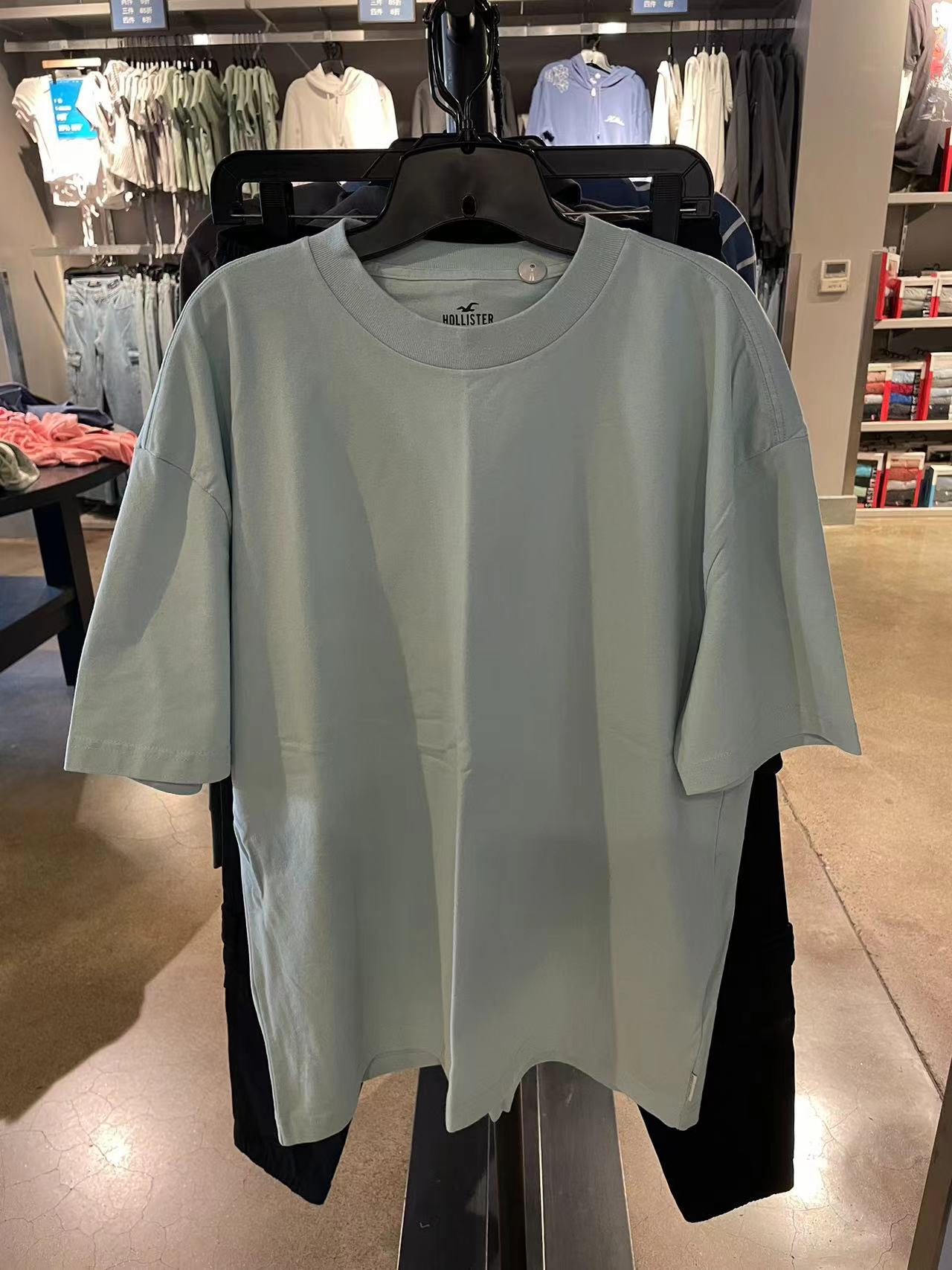 Hollister小海鸥重磅棉T恤薄荷蓝男女同款不支持退货