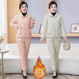 加绒加厚保暖外穿棉服百搭套装 妈妈新款 两件套2025冬装 棉衣棉裤