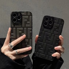 老花大牌FF适用苹果17pro手机壳奢侈iphone16promax高级感15真皮简约全包防摔14奢华高端13磨砂浮雕12潮男女