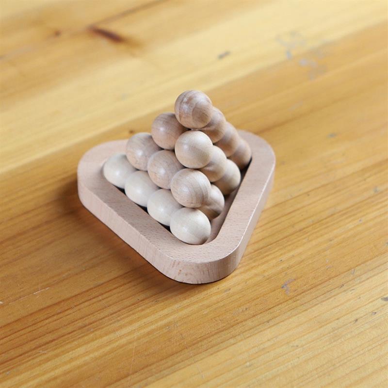 托盘木珠金字塔三角形榉木古典益解锁/解环玩具