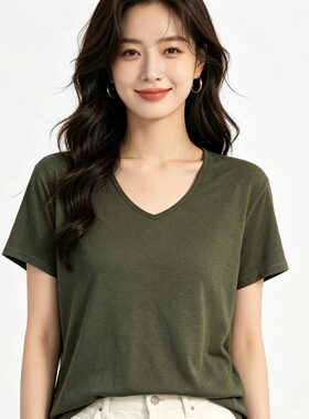 BD037 新款时尚简约百搭汉麻棉女士短袖