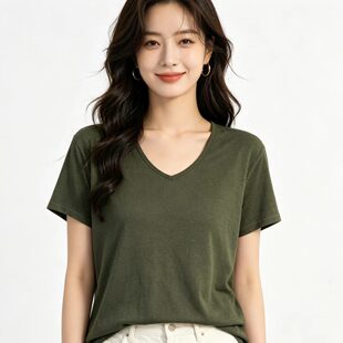 BD037 新款时尚简约百搭汉麻棉女士短袖