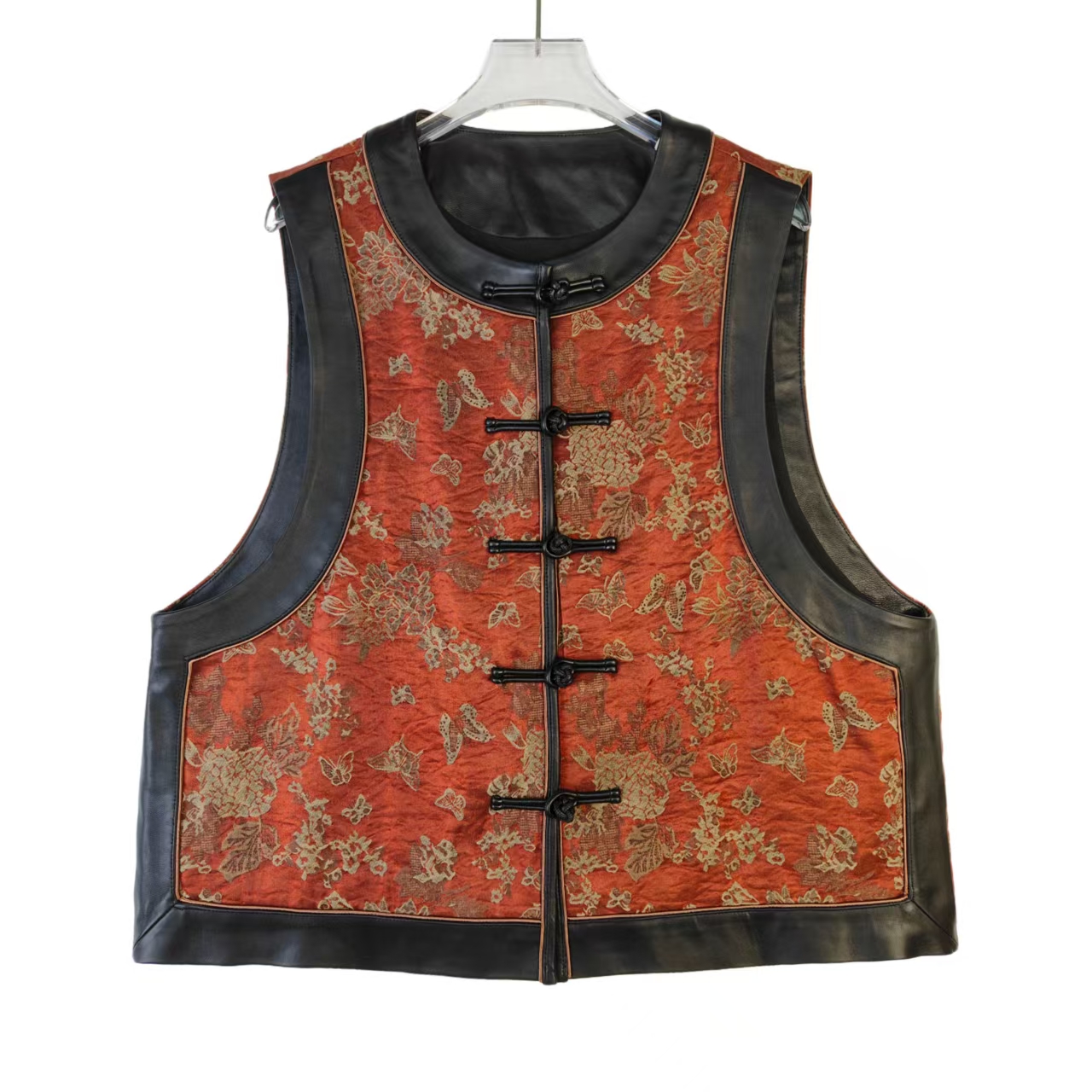 SNS101 新款新中式盘扣绵羊皮马甲