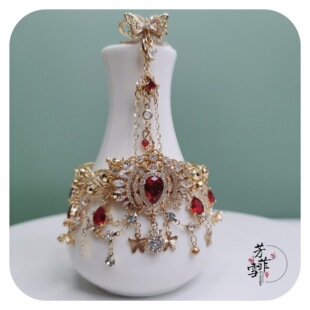 【芳菲雪】原创手工汉服新娘秀禾中式古风印度异域手镯戒指一体链