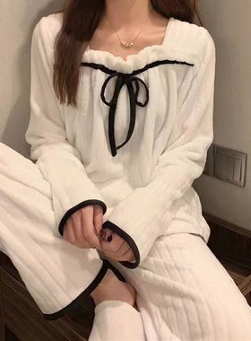 冬季加厚法兰绒甜美公主女士睡衣