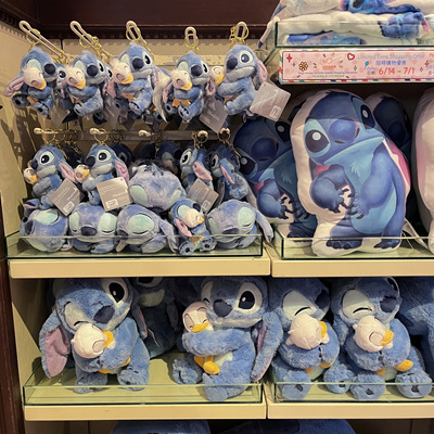 香港迪士尼 史迪仔唐老鸭生日周年抱抱卡通毛绒公仔 钥匙扣挂件