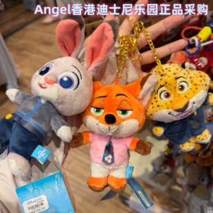 香港迪士尼 可爱钥匙扣 疯狂动物城2朱迪尼克卡通毛绒公仔挂件