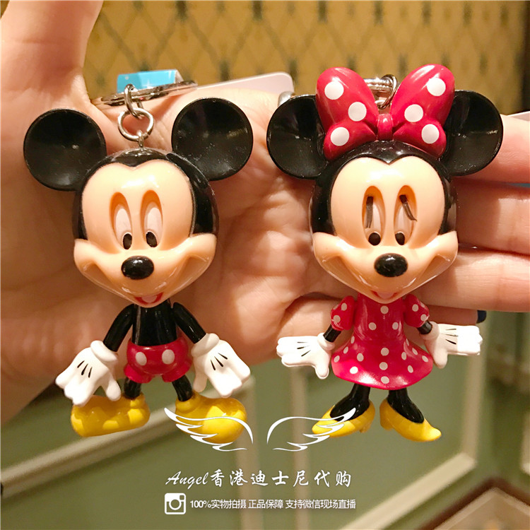 香港迪士尼 米妮米奇可爱眨眼塑料钥匙扣 卡通钥匙圈 包挂