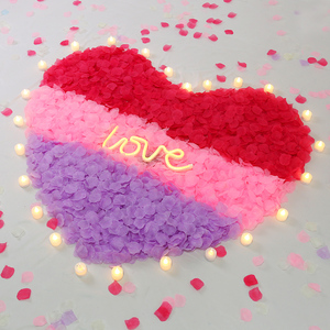 仿真玫瑰花瓣布置求婚室内撒花瓣表白浪漫结婚房间蜡烛假玫瑰花瓣