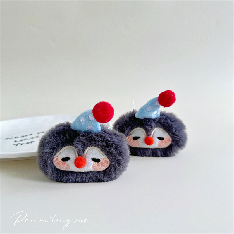 可爱卡通毛绒企鹅小鱼公仔玩偶胸针书包装饰头饰发箍发夹辅料配饰