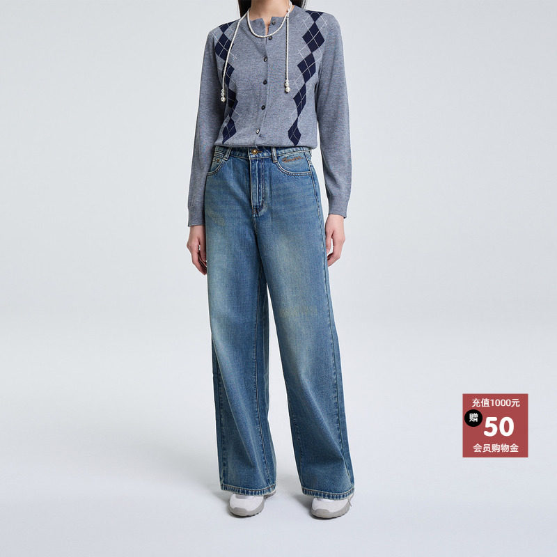 恩瑞妮宽松复古直筒牛仔裤女蓝色长裤显瘦经典廓形2026年春季新款,女装/女士精品,牛仔裤,淘宝优惠券,粉丝福利购,淘宝优惠卷