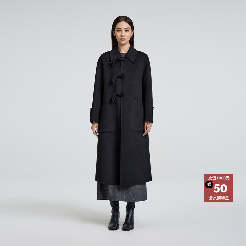 恩瑞妮专柜同款2025冬季新款百搭纯色气质淑女呢子大衣外套女